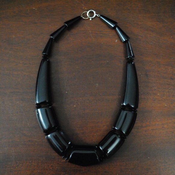 Vintage 1980s Chunky Black Statement Choker Necklace